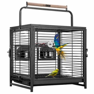 VIVOHOME 19 Inch Wrought Iron Bird Travel Carrier Cage with Handle