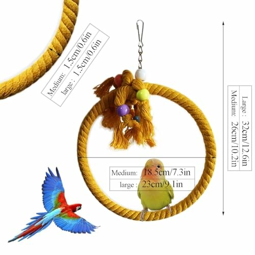 2 PCS Kuivoo Bird Swing Cotton Rope Ring